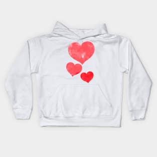 Red Watercolor Hearts Kids Hoodie